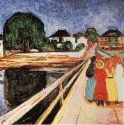 Edvard Munch Four girls on a bridge Germany oil painting artist